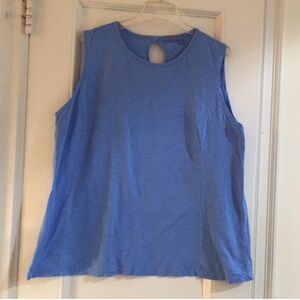 Fresh Produce- Sleeveless Keyhole Sleeveless Top - Blue 2XL